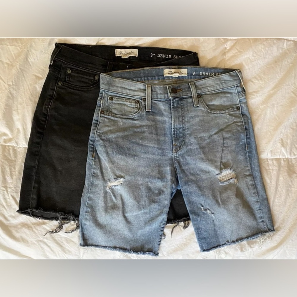 Madewell Mens 9" Cutoff Denim Shorts Sorrento Wash Size 29 Black Light Wash Set